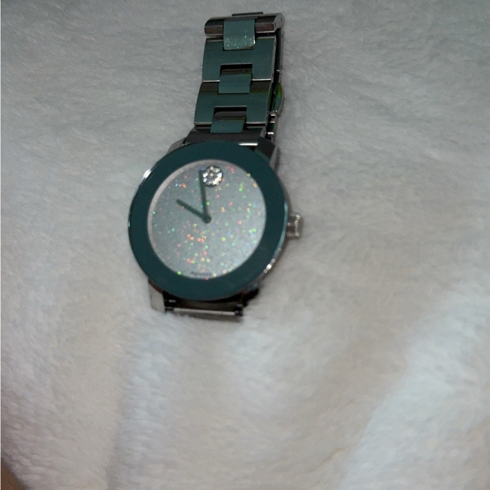 Movado Silver and Teal Women's Watch